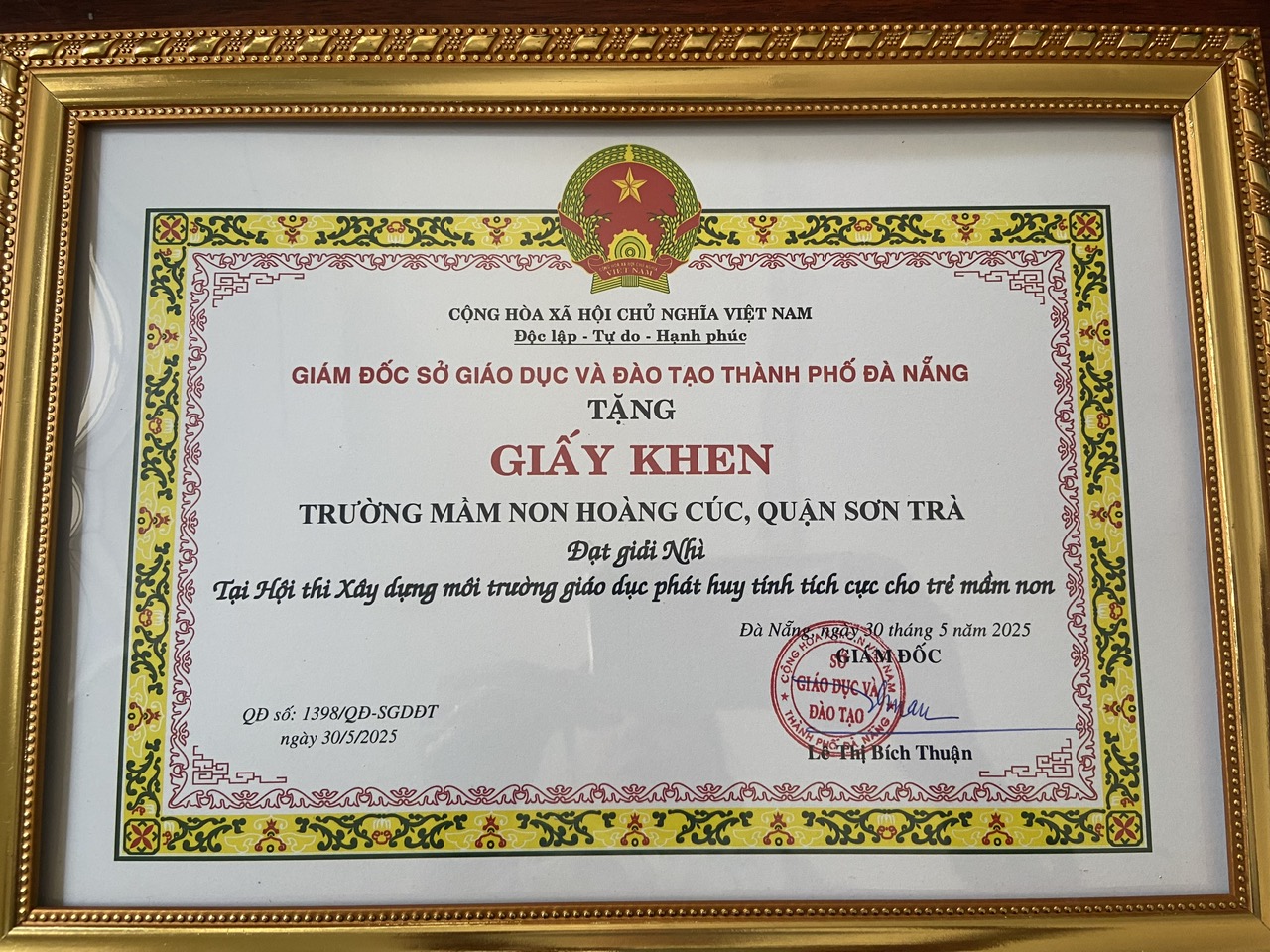 TRƯỜNG MẦM NON HOÀNG CÚC ĐẠT GIẢI NHÌ CẤP THÀNH PHỐ